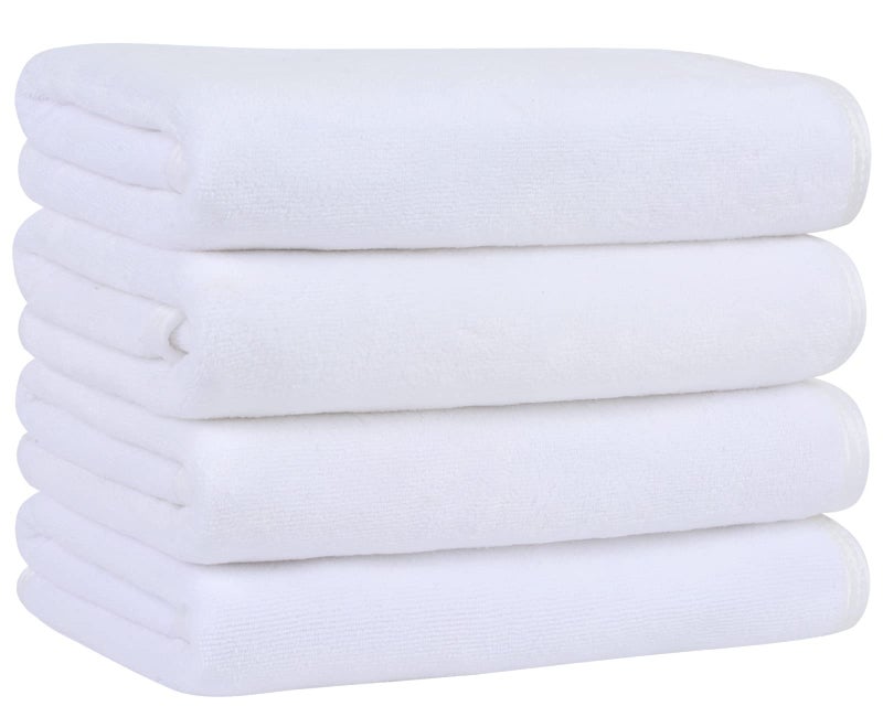 KinHwa Microfiber Hand Towels for Bathroom Soft and Absorbent Face Towels for Bath, Spa, Gym 16inch x 30inch (4, White, 16inch x 30inch) - Image 1